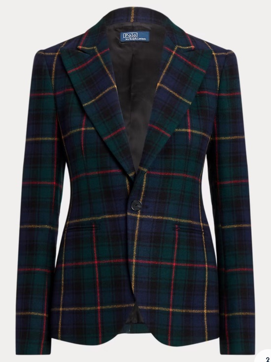 Ralph Lauren Jackets & Blazers - Ralph Lauren Navy and Green Tartan Single-Button Blazer